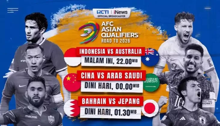 Waktu senja Ini adalah adalah pada iNews Waktu 22.00 WIB, Harapan Indonesia Habisi Australia Dilanjutkan China vs Arab pada di Kualifikasi Piala Planet 2026 Zona Asia