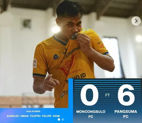 Hasil Turnamen Futsal Profesional 2025: Pangsuma FC Gunduli Moncongbulo 6-0