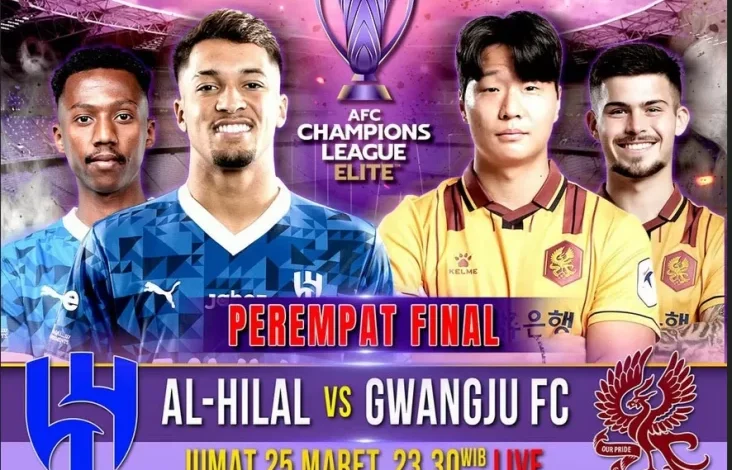 Perempat Final AFC Champions League Elite, Gwangju FC vs Al-Hilal: Live pada iNews Saat 23.30 Waktu Indonesia Barat