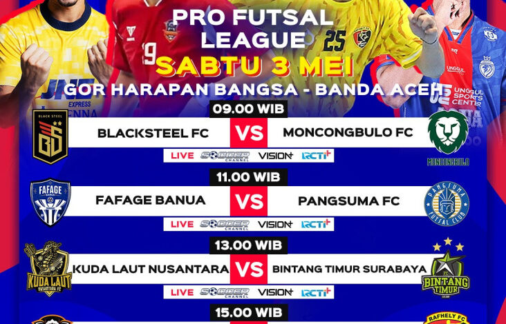 Pro Futsal League 2025 : MNCTV Tayangkan Sadakata United Aceh vs Rafhely Futsal Padang
