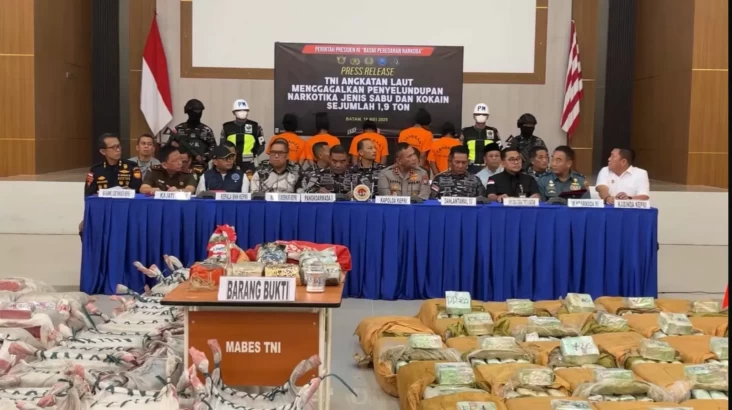 TNI AL Gagalkan Penyelundupan 1,9 Ton Narkotika Senilai Rp7 Trilyun