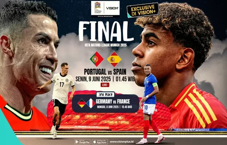 Pertarungan Sengit di Final UEFA Nations League: Portugal vs Spanyol, Streaming di VISION+