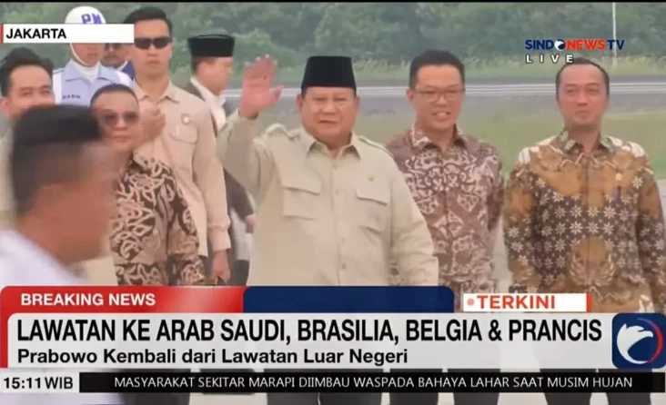 Prabowo Tiba di tempat tempat Tanah Air usai Lawatan ke 4 Negara