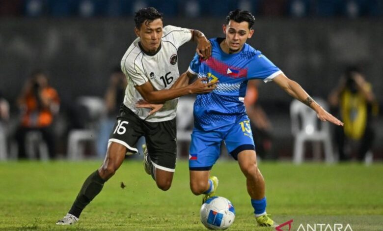Timnas Negara Indonesia tertinggal 0-1 ke di putaran pertama berperang berperang melawan Filipina